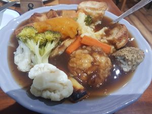 Mince & dumplings and veg at Sea Change  in South Shields