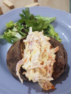 Jacket potato with cheese savoury and salad (vg) at Sea Change  in South Shields