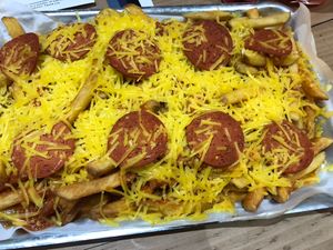 Loaded pizza fries, we could not eat all!  at Sea Change  in South Shields