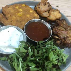 Vegetable fritters   at Sea Change  in South Shields