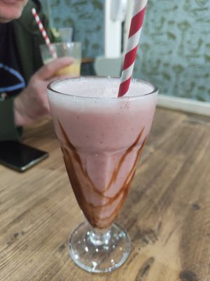 Banana and strawberry smoothie 🍌 🍓 at Sea Change  in South Shields
