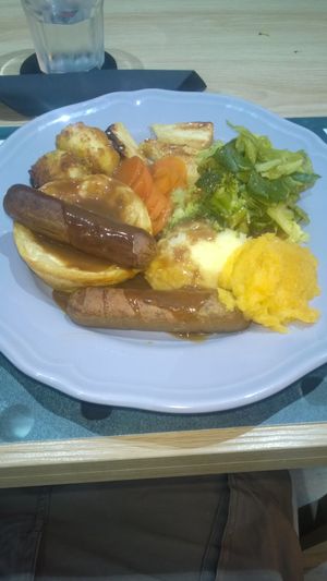 Toad in the hole with veg and greens at Sea Change  in South Shields