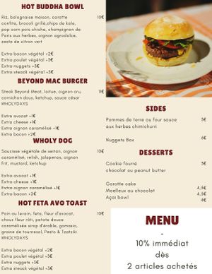 New Menu at Wholywood in Paris