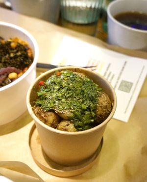 Roasted potatoes at Wholywood in Paris