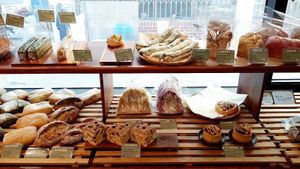 Display of bakery products at April and May 45 꽃피는 4월 밀익는 5월 in Busan