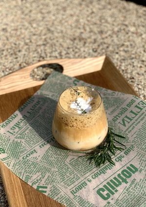 NEW 🥁🔥 Salty Einspänner with homemade whipped cream, bamboo salt and mashmallows. ALL VEGAN 🌱 at April and May 45 꽃피는 4월 밀익는 5월 in Busan