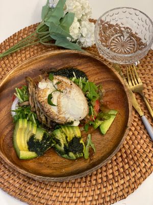 avocado open sandwich was heavenly. must have it with the side(silkened tofu) on top!  at April and May 45 꽃피는 4월 밀익는 5월 in Busan