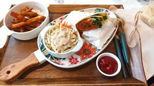 Burrito 👍 with fries at April and May 45 꽃피는 4월 밀익는 5월 in Busan