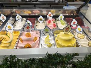 Everything to the right of the divider is vegan! at Cielo Gelato & Pizza in Willemstad