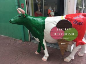 this italian cow is leading the way. don’t be fooled: there’s also non-milk available!  at Cielo Gelato & Pizza in Willemstad