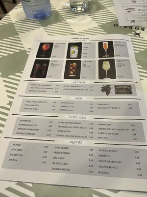 Drink menu  at Marrobbio in Sliema