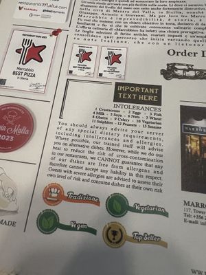 Vegan label   at Marrobbio in Sliema