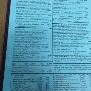 menu at Cafe Life in Marietta