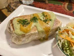 Vegan Burrito filled with jackfruit   at El Mexicano Zapata in Rotorua