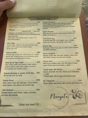 Menu 1  at Mangata in Puerto Morelos