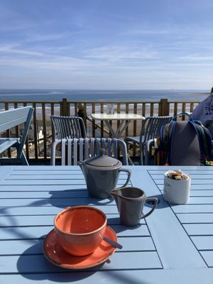 Tea. They had several options for milk: soy, oat, almond.  at The Spa Hotel in Saltburn-by-the-sea