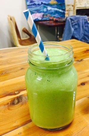 Smoothie (spinach, peppermint oil, banana) at Wild Yam Health Foods and Cafe in Mordialloc