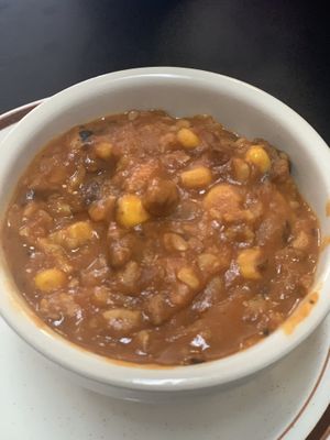 Vegan chorizo chili  at The Gentle Giant Cafe in Pitman