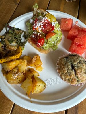 Vegan breakfast for B&B guests!  A lot of the veggies they serve are from their own garden. at Farm Sanctuary in Watkins Glen