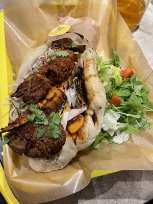 Crispy mushroom naan and side salad  at Gives a Fork in Geneva