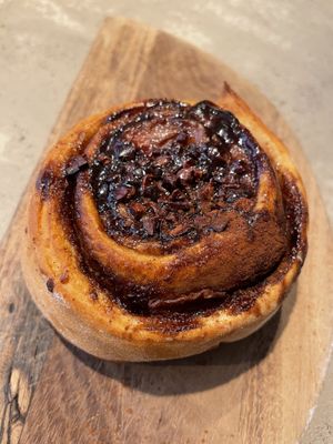 Cinnamon bun with choco-raspberry (?)  at Gives a Fork in Geneva