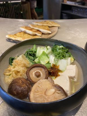 bok choy, braised yuba, silk tofu, shiitake, reduced vegetable stock, caramel soy  at Gives a Fork in Geneva