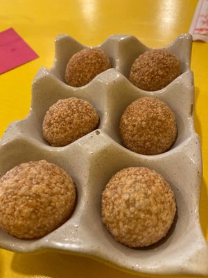 Popped semolina balls at Gives a Fork in Geneva