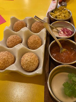 Popped semolina balls with filling  at Gives a Fork in Geneva