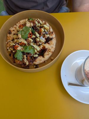 Mushroom naan and chai at Gives a Fork in Geneva