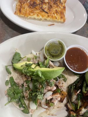Jackfruit taco & hash browns  at Depot Cafe in Frisco