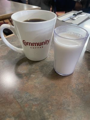 Coffee with almond milk (ask for it when you order)  at Depot Cafe in Frisco