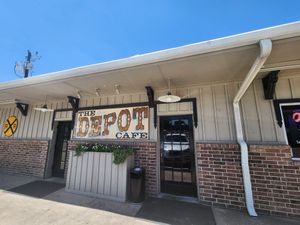 Restaurant entrance at Depot Cafe in Frisco