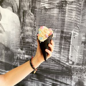 Vegan saffron soft serve  at 212 Ice Cream Studio in Gilbert