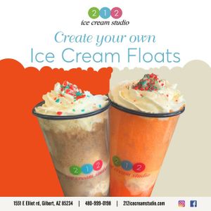 Ice cream floats  at 212 Ice Cream Studio in Gilbert
