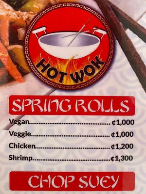 Vegan spring rolls at Hot Wok in Playas Del Coco