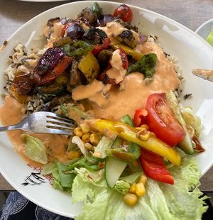 Fried vegetables with coconut-Curry sauce   at Flaggschiff in Luebbenau