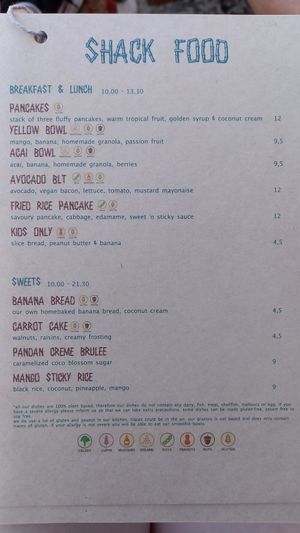 Menu summer 2022 at Pele Surf Shack in Hook Of Holland