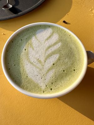 Matcha latte  at Pele Surf Shack in Hook Of Holland