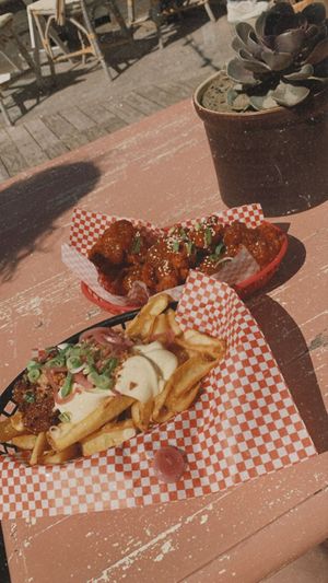 Patatje vrede and the Gobi cauliflower   at Pele Surf Shack in Hook Of Holland