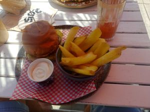 Seaweed burger? (Don't remember the name, but it was good!) at Pele Surf Shack in Hook Of Holland