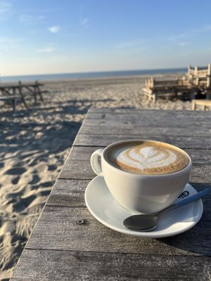 Great coffee, best view  at Pele Surf Shack in Hook Of Holland