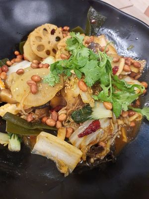 Stir fried mushroom and vege pot at Greendot - Orchard in Central Singapore
