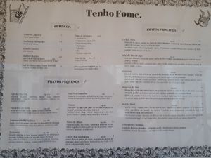 Menu at O Gambuzino in Lisbon