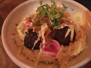 Fava beans falafel and hummus at O Gambuzino in Lisbon