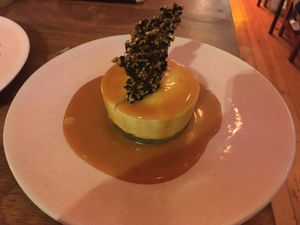 Cheesecake with caramel sauce at O Gambuzino in Lisbon