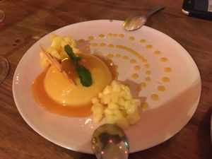 Panna colada dessert at O Gambuzino in Lisbon