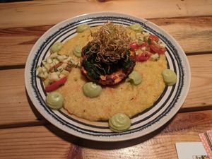 Bife celery steak with polenta at O Gambuzino in Lisbon