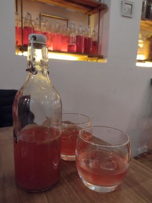 Homemade kombucha at O Gambuzino in Lisbon