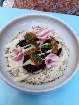 Falafel - the houmous was so light! at O Gambuzino in Lisbon