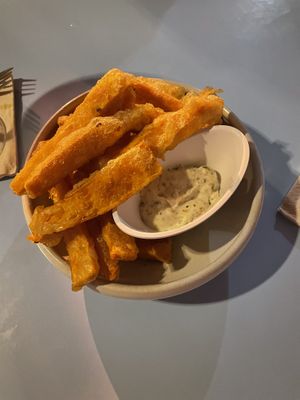 Sweet potato tempura  at O Gambuzino in Lisbon